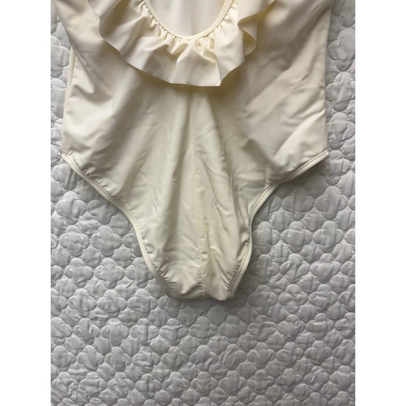 Sugar Coast by Lolli Ruffle One Piece Swimsuit Ivory White Size M - Picture 7 of 9